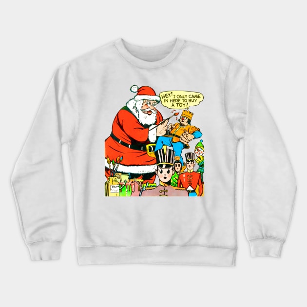 The clueless and funny Santa Claus makes a mistake and paints a toy buyer in his Christmas workshop at the North Pole Crewneck Sweatshirt by REVISTANGO